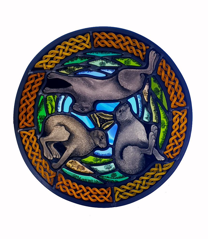 Three Hares, (Tinners Hares) Stained glass